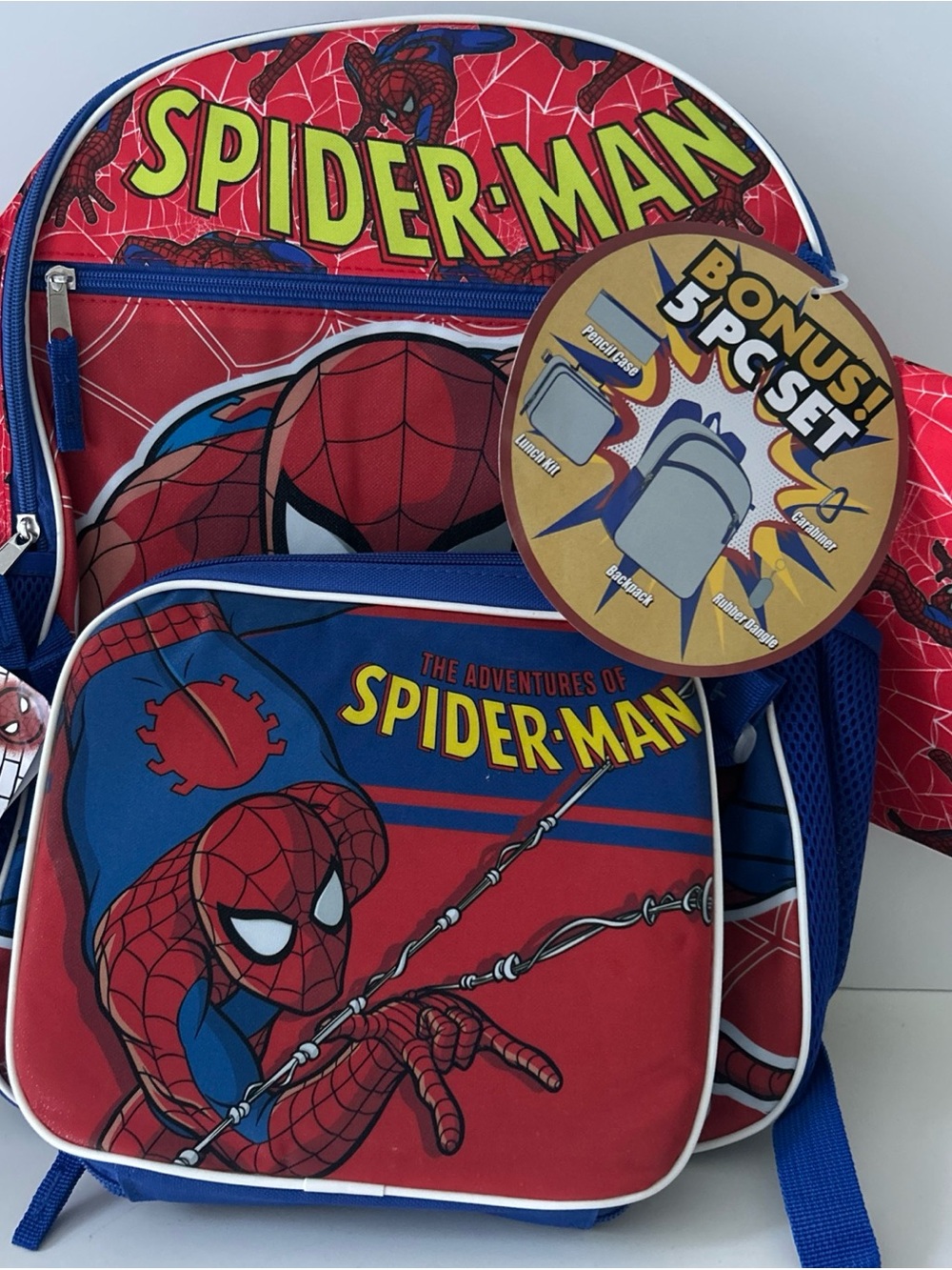 Back to School Kids Backpack Spider-Man 5 PC Set NEW Red & Blue